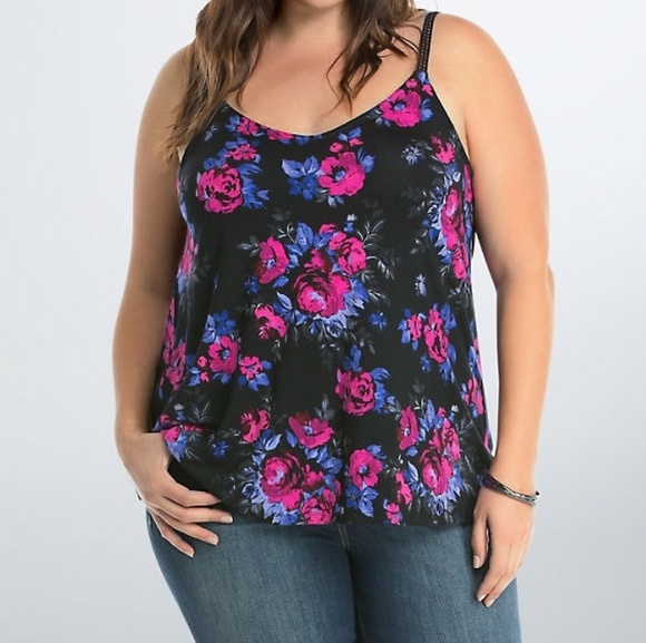 torrid Tops - Torrid Floral Crochet Trim Cami